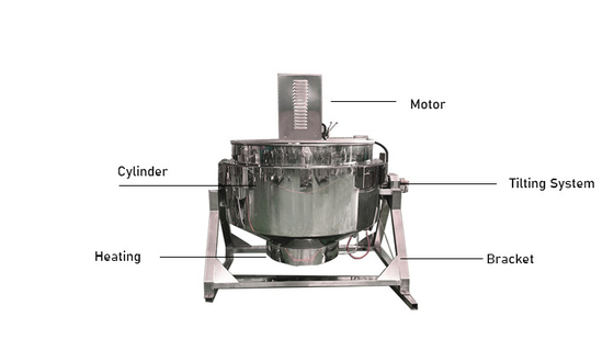Électricité en acier inoxydable gaz à vapeur chauffage du fromage sauce à viande bouilloire de cuisson avec mélangeur