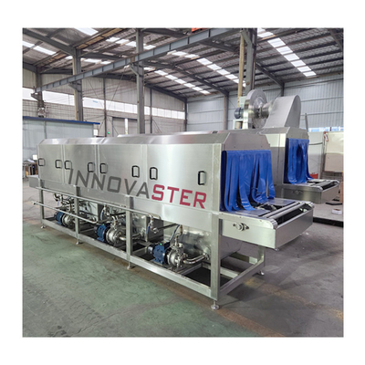 Laveuse industrielle pour le nettoyage continu de récipients en polypropylène/acier inoxydable