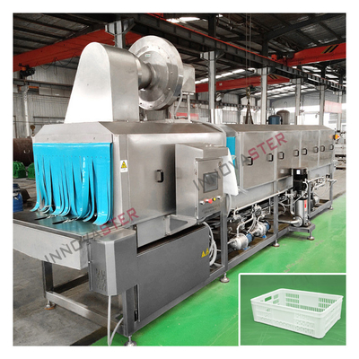 Machine à laver à la palette pour caisses et paniers en plastique avec chauffage à la vapeur à haute pression
