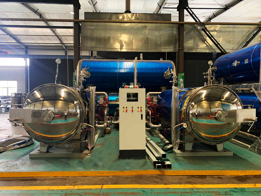 Machine de retort de produits de poulet à pression cylindrique pour légumes en sacs